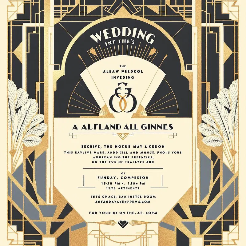 Art deco styled wedding card