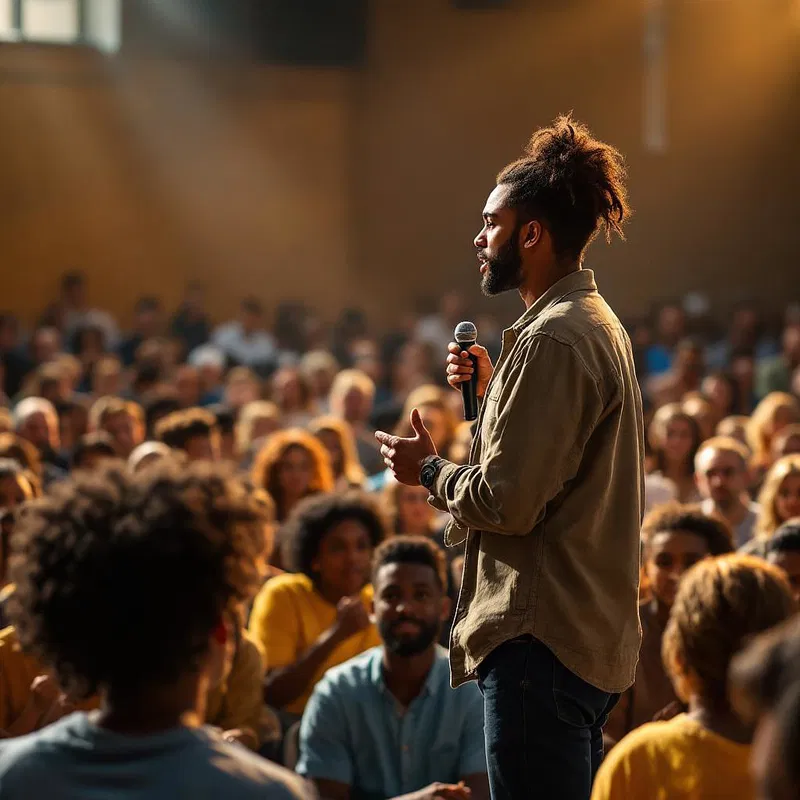 Keynote speaker inspiring a young audience