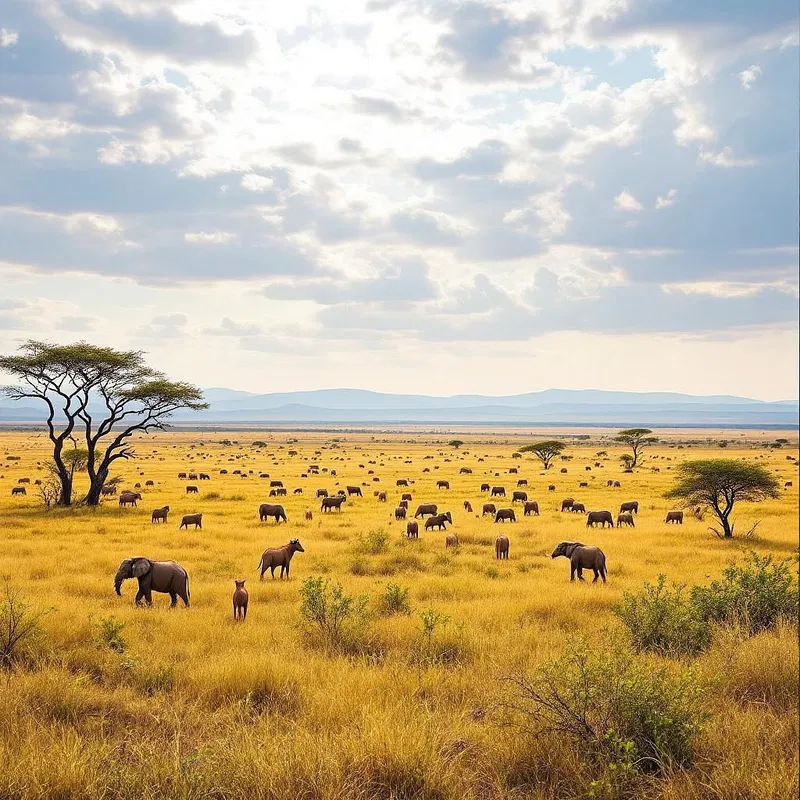 AI-generated image of a tranquil African savanna