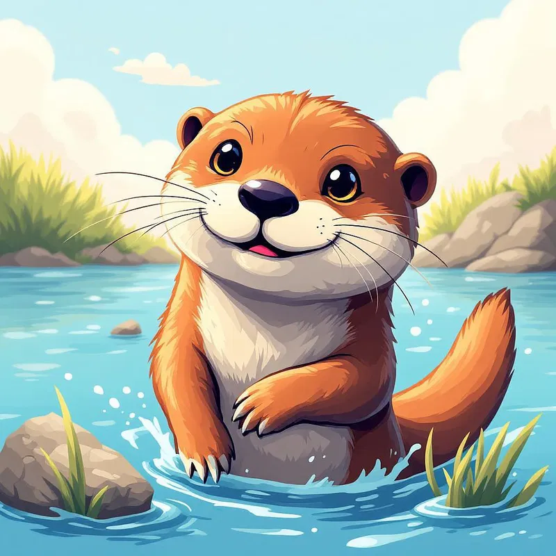 Stylized art of a playful otter