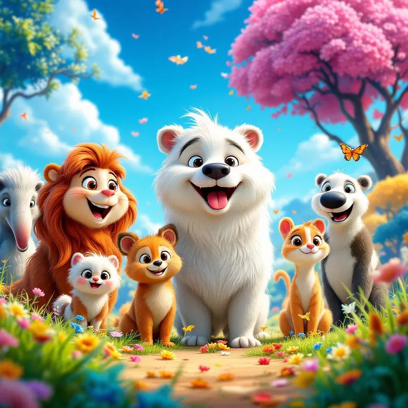 Animation movie poster with cute animal characters