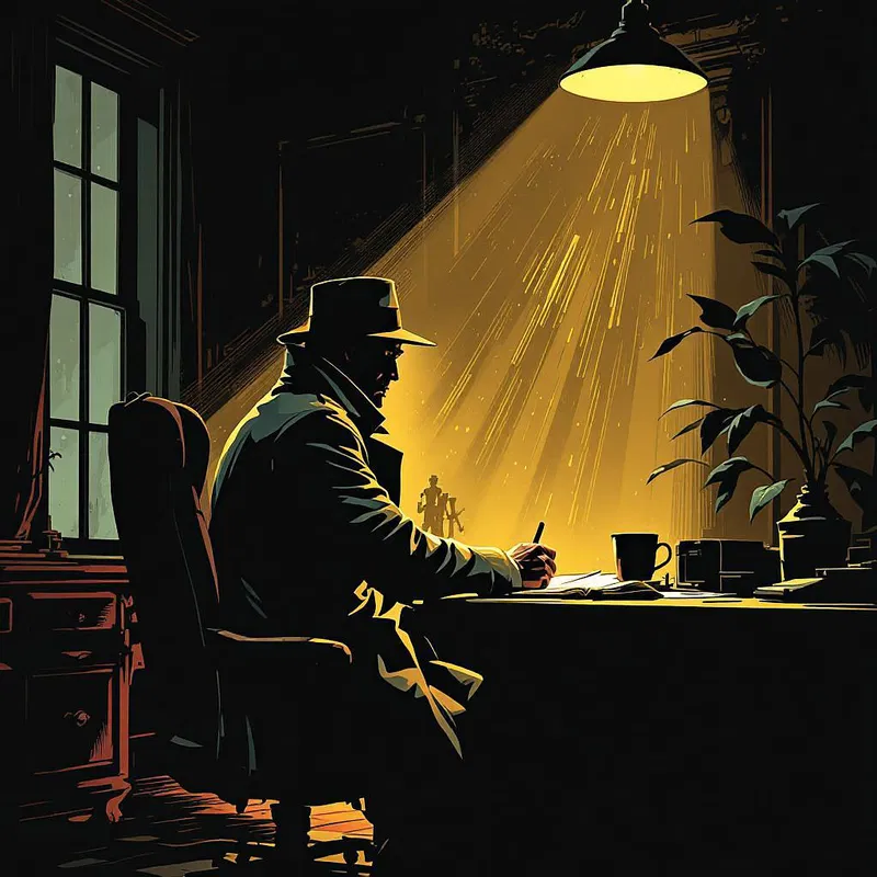 Retro comic book detective at work