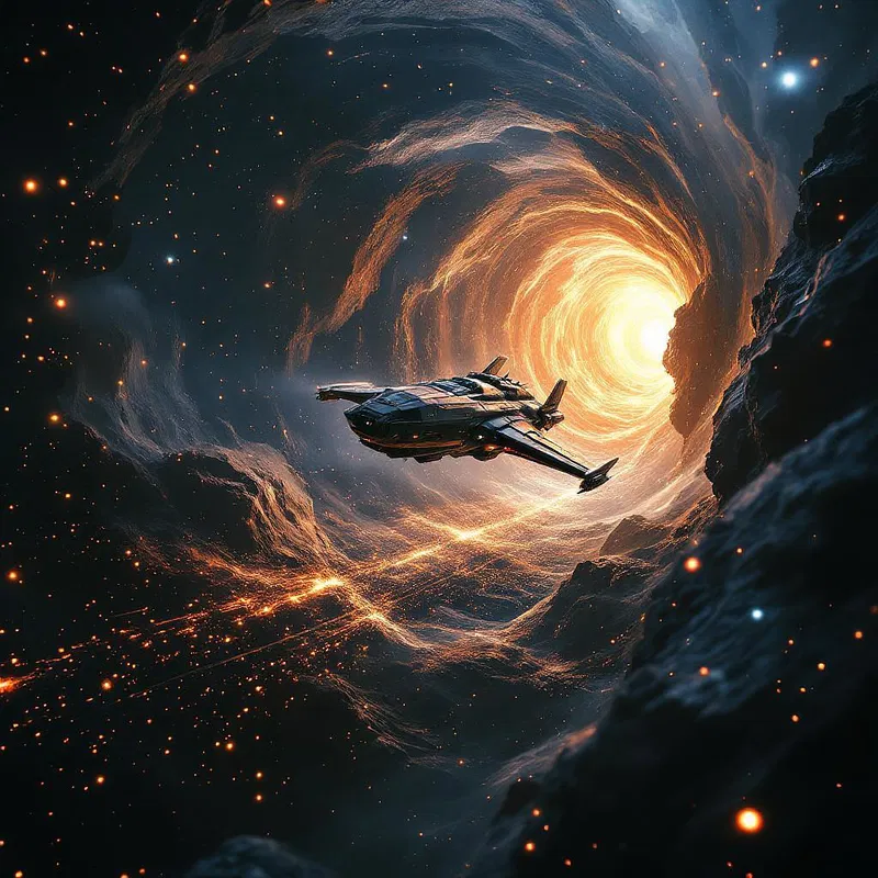 Spaceship leaving a wormhole