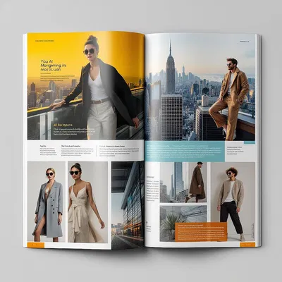 Magazine layout design with AI elements