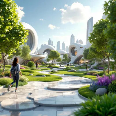 Conceptual AI rendering of a futuristic park