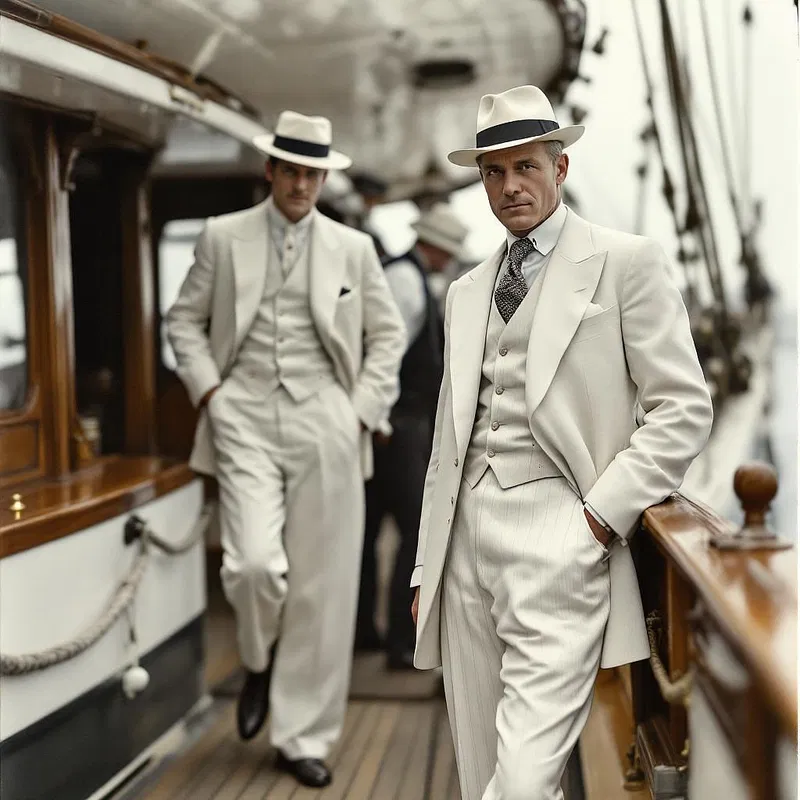 Classic yacht attire from the early 1900s