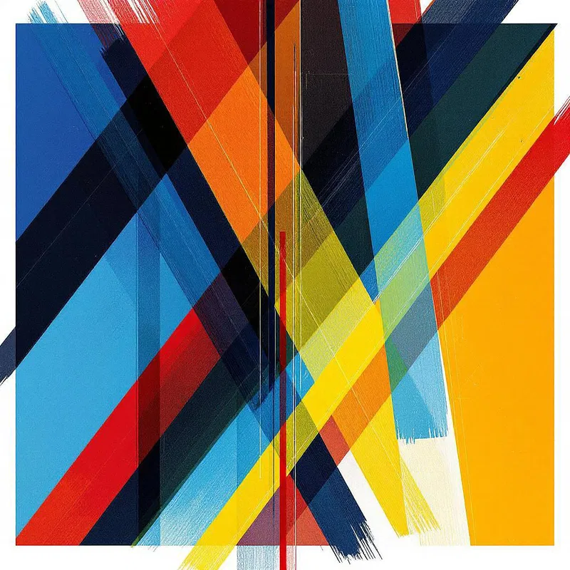 Abstract art with intersecting lines and vivid colors