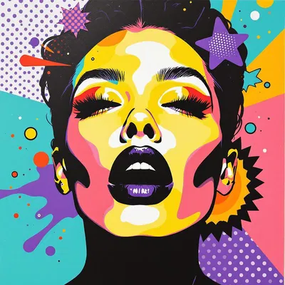 Pop art style album cover with bold colors