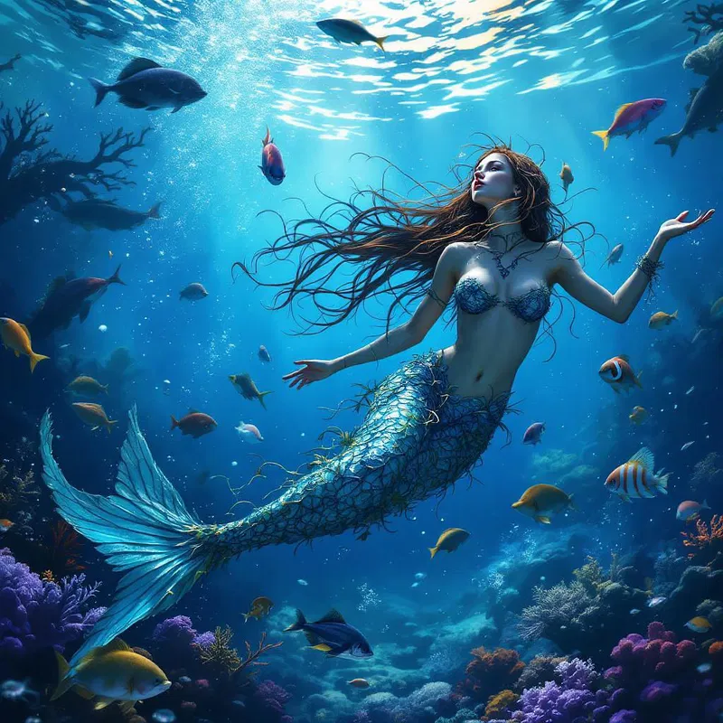 Bewitching mermaid under the sea