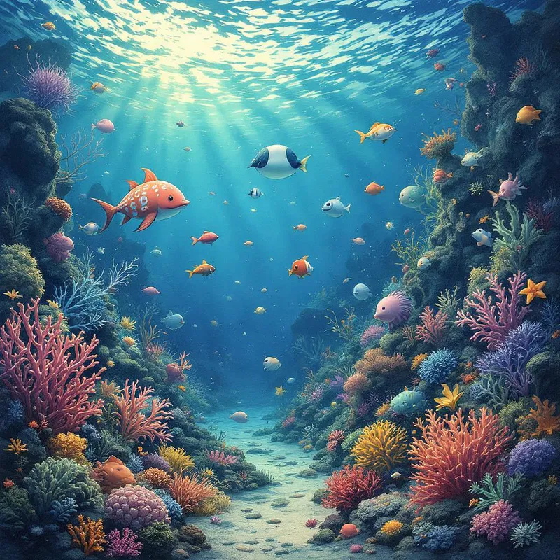 AI album cover with whimsical underwater scene