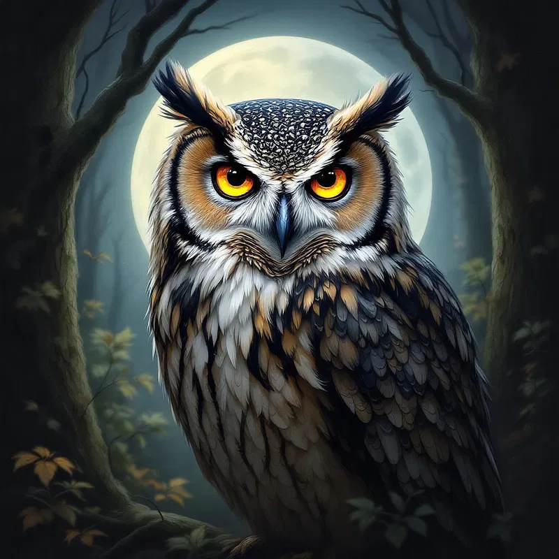 AI-drawn portrait of a wise owl