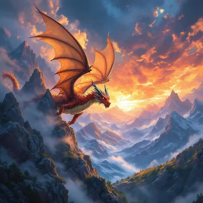 Fantasy book cover with a dragon soaring over mountains