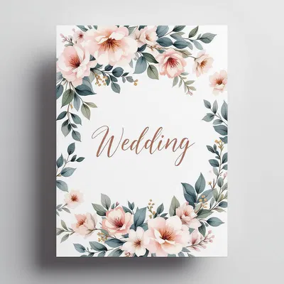 Watercolor floral wedding card