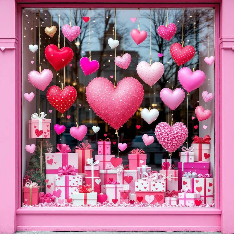 Valentine's Day themed window display