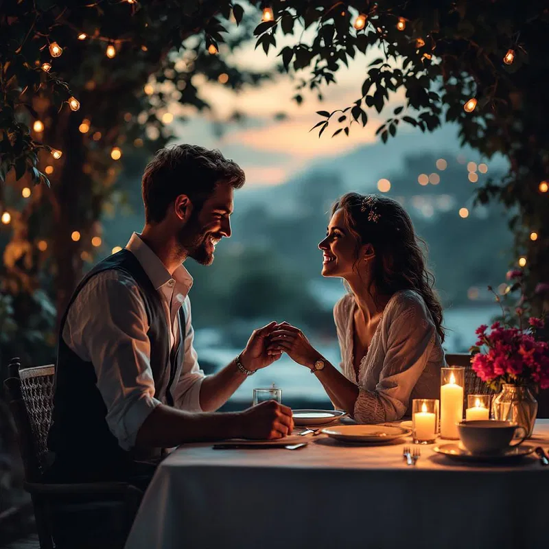 AI-generated romantic dinner setup with a couple