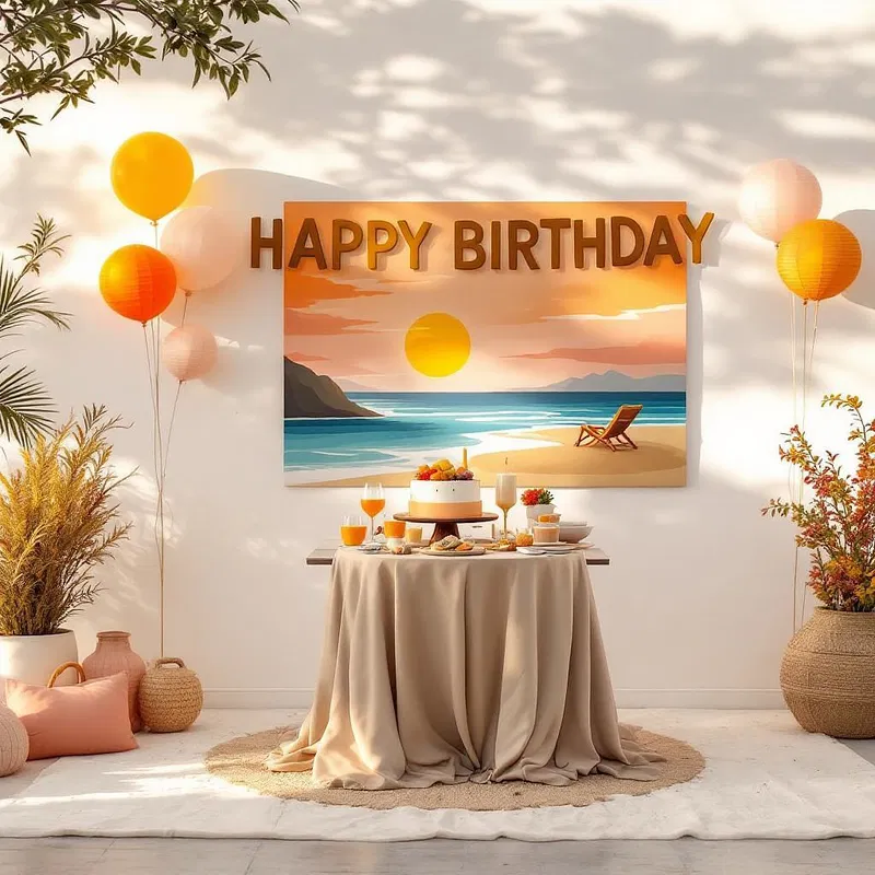 Sunset-themed beach birthday party