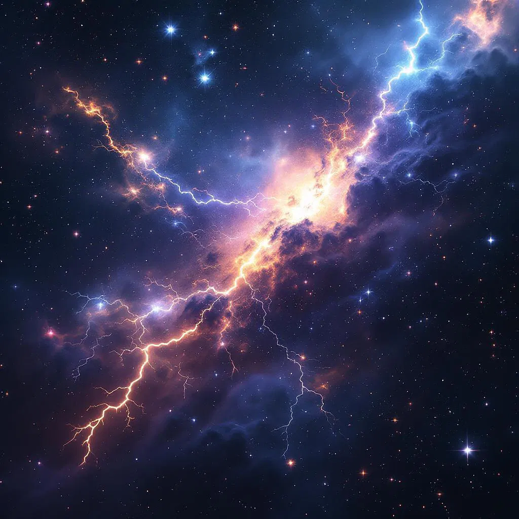 Galactic storm illuminating deep space