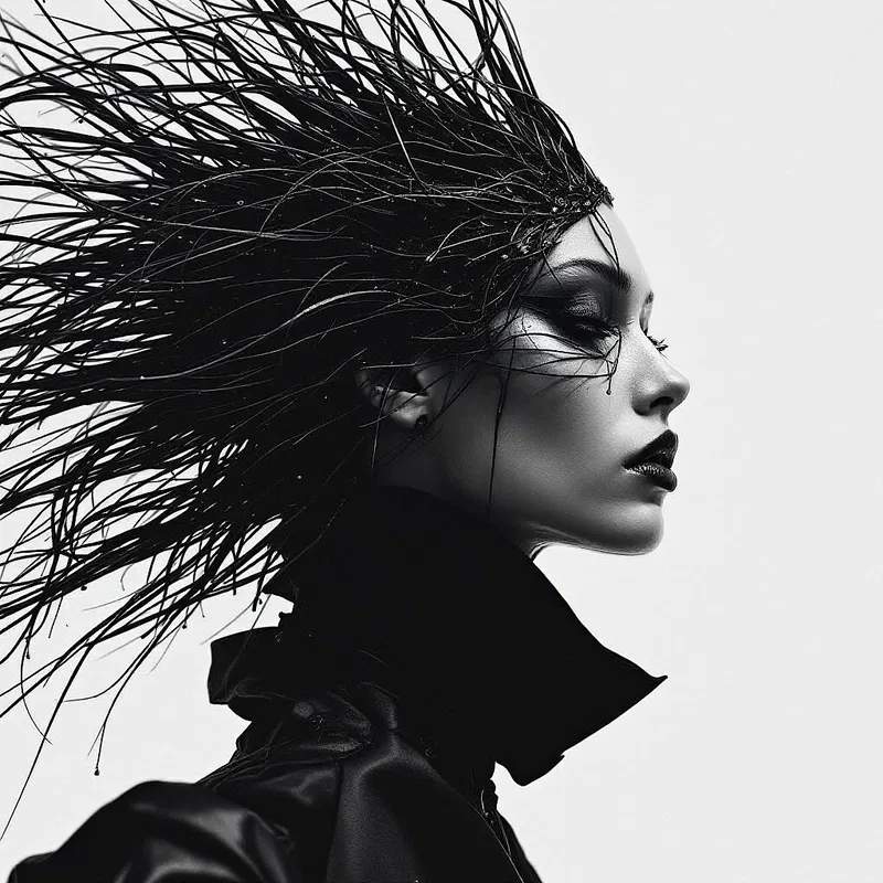 Avante-garde fashion editorial with AI influences