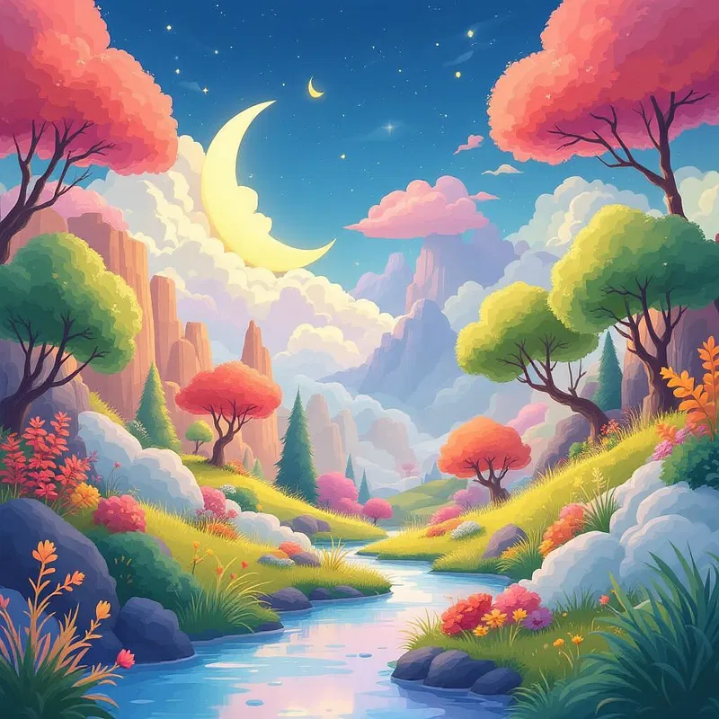 Vibrant AI art landscapes for children's books