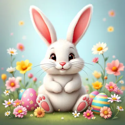 Charming Easter bunny with festive decorations