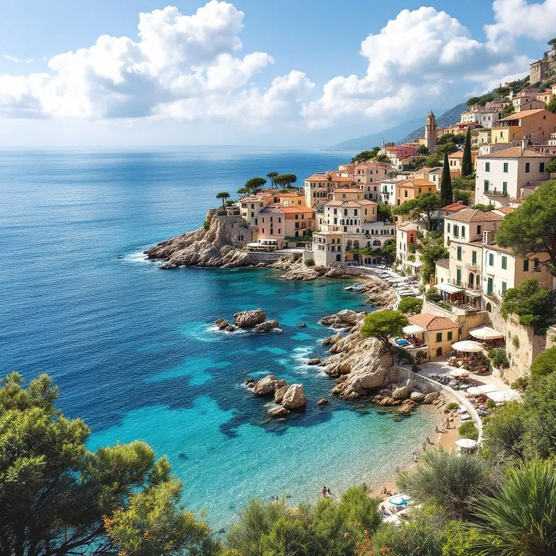 AI image of an idyllic Mediterranean coastline