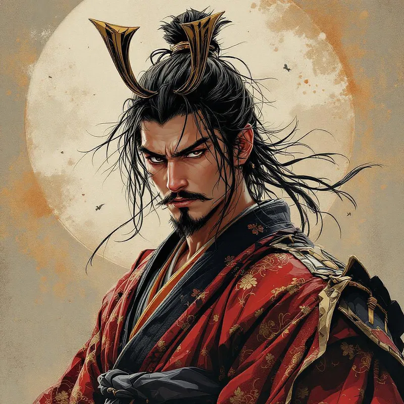 Traditional samurai anime character