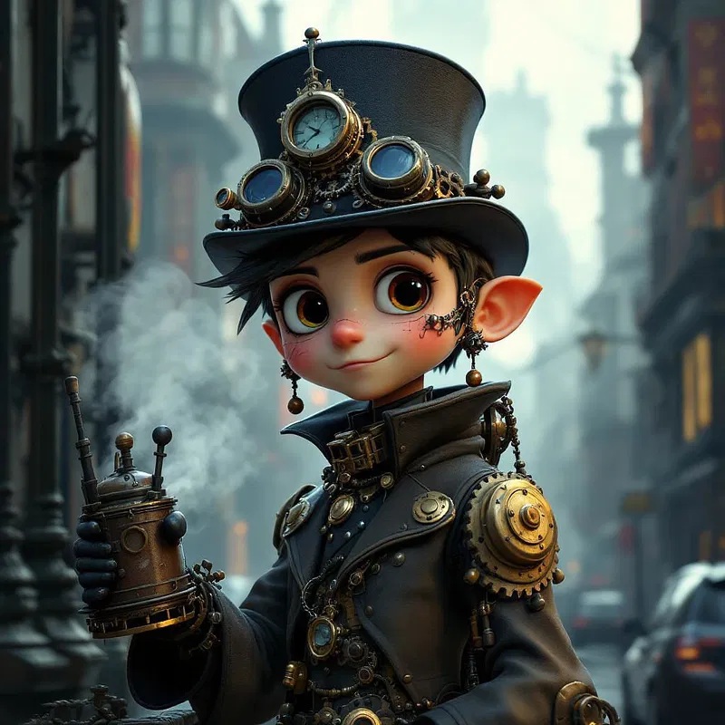 Steampunk-themed character animation