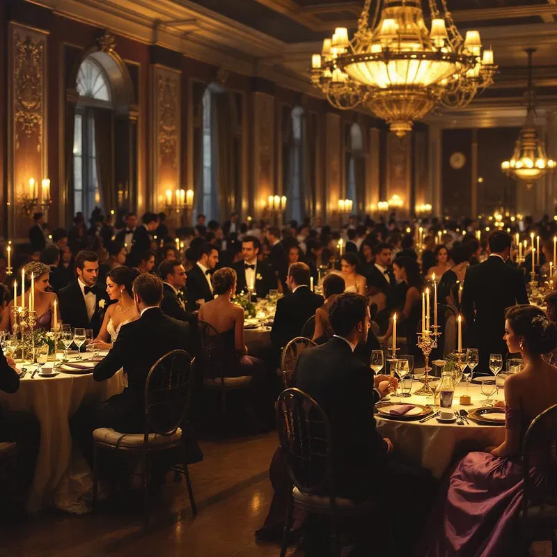 Evening banquet with aristocratic fashion