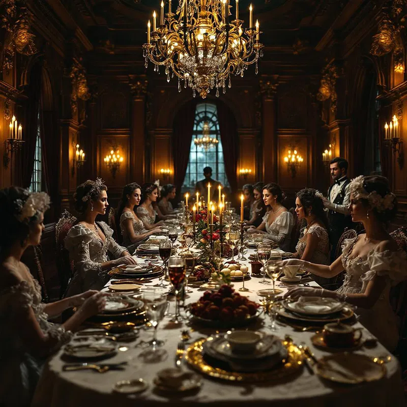 Victorian banquet in a grand hall