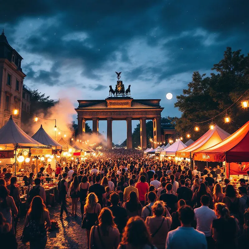 Gastronomy festival scene in Berlin at night