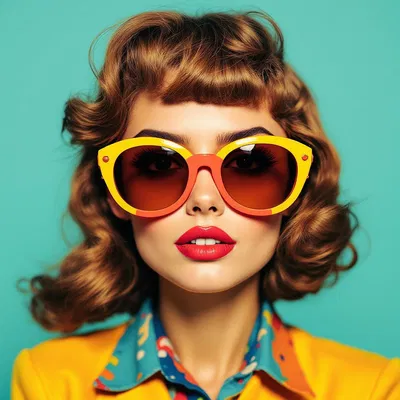 Retro style portrait of a woman with sunglasses