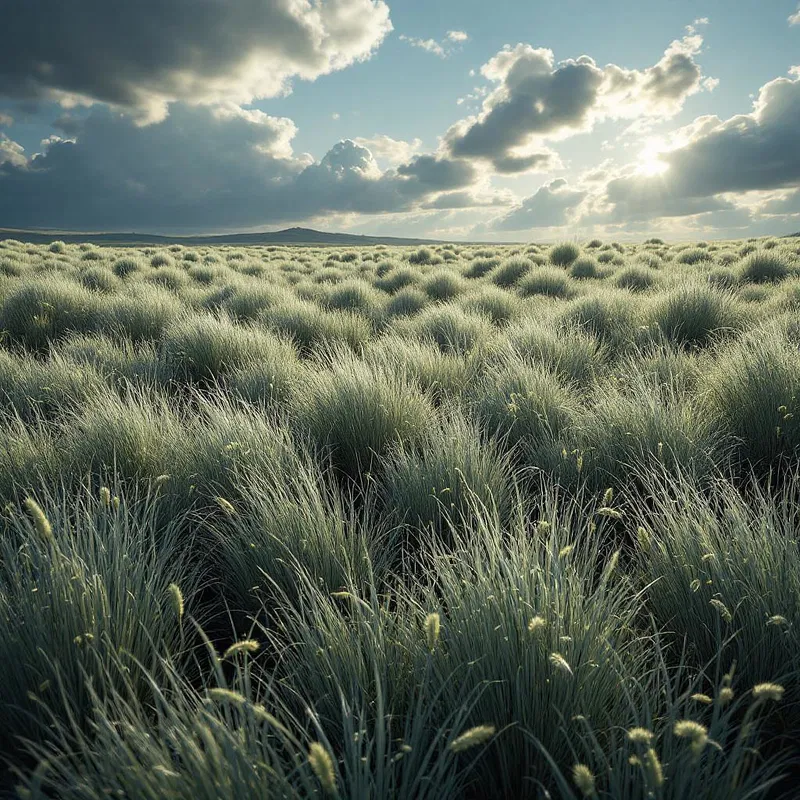 Grasslands swaying through time-lapse