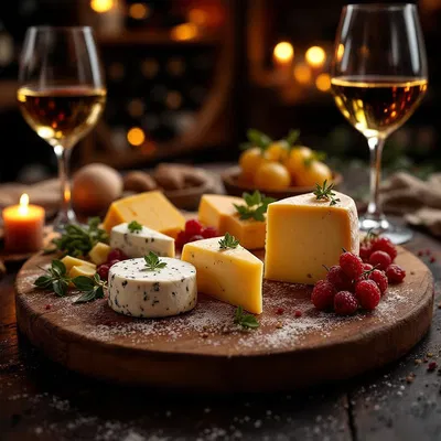 Exquisite cheese platter with AI enhancements