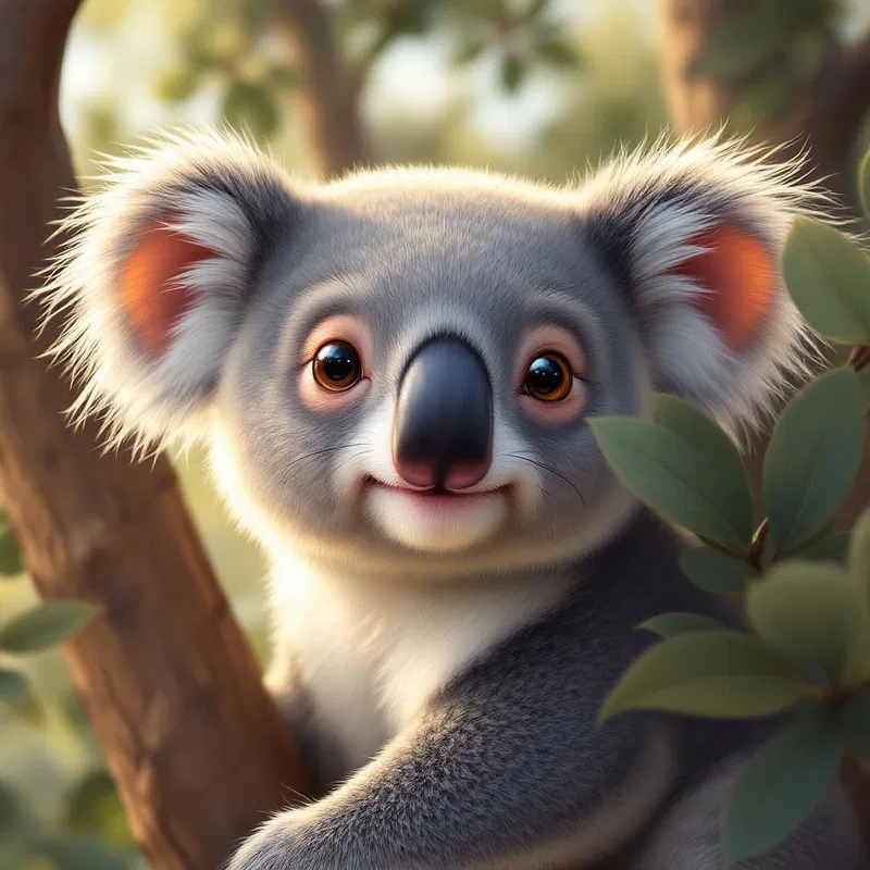 AI-crafted detailed portrait of a koala