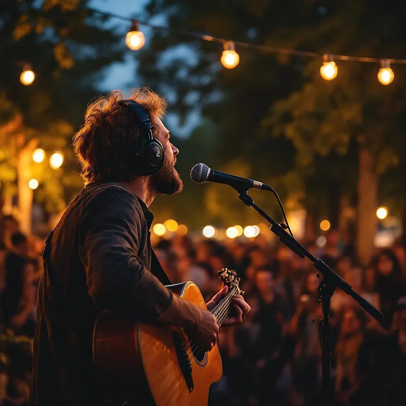 Local Berlin musician performing at an outdoor venue