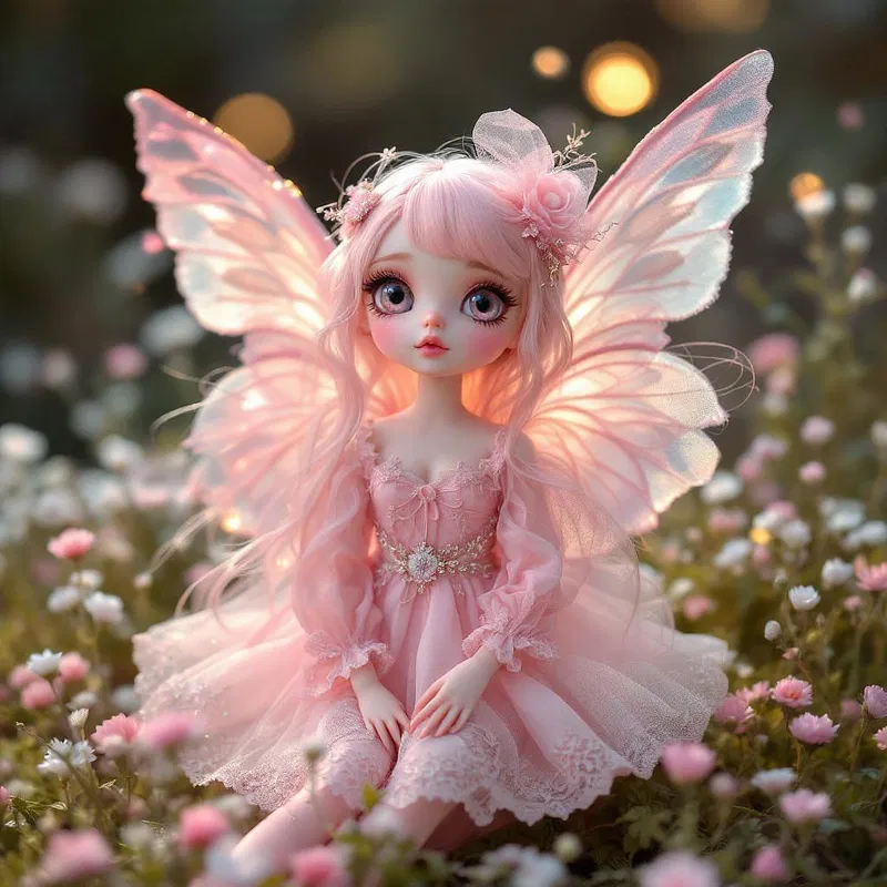 Fantasy pink doll with wings