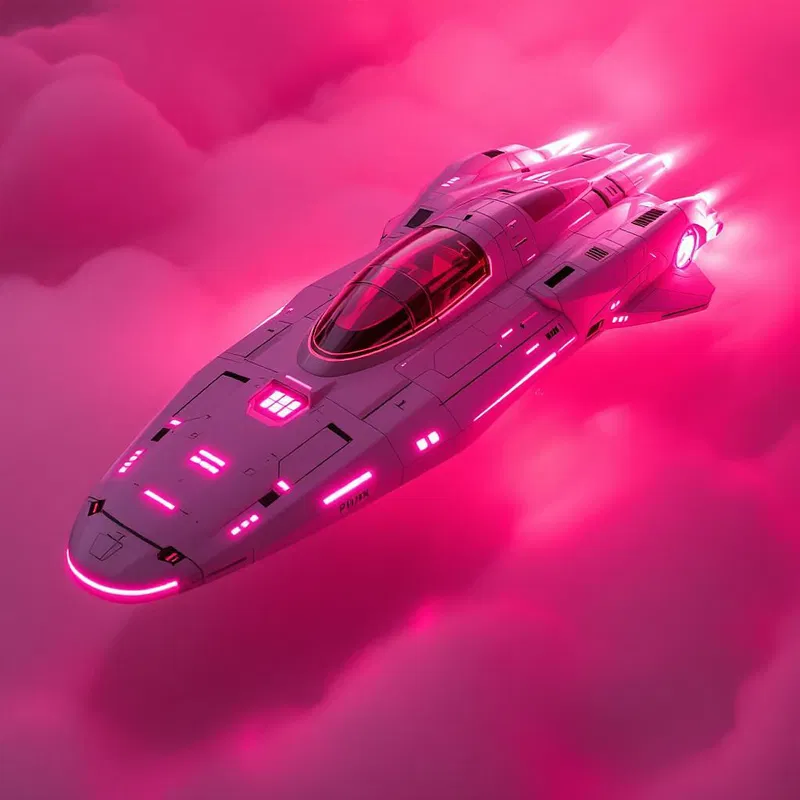 Futuristic pink fever spaceship design.