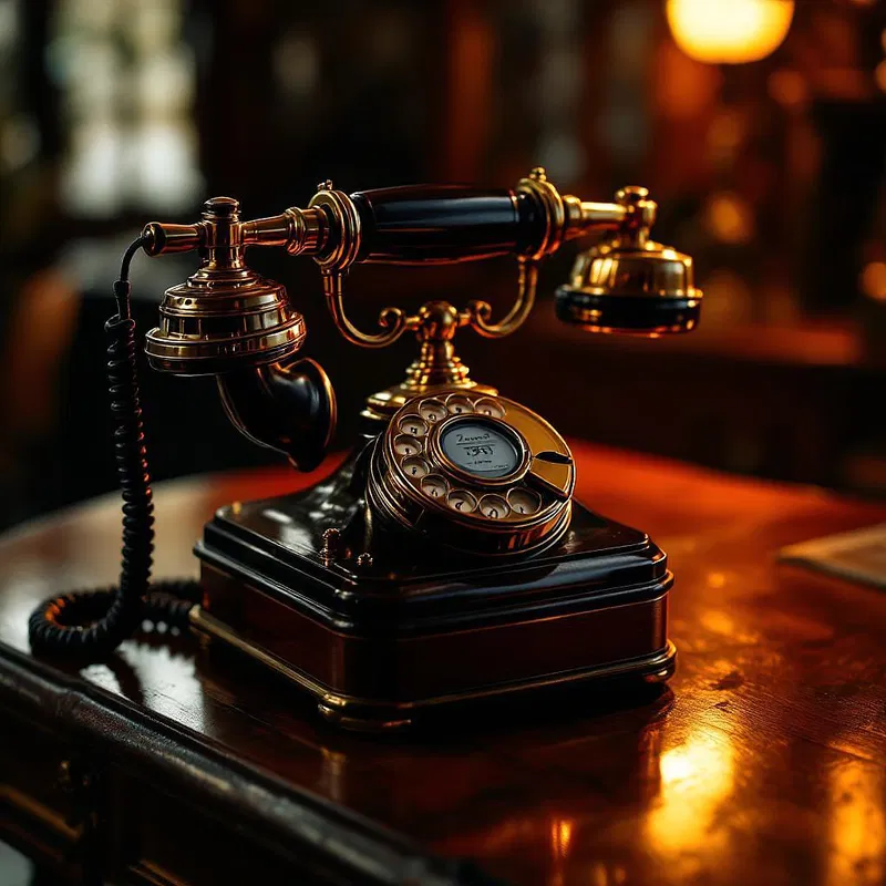 Vintage phone on a table