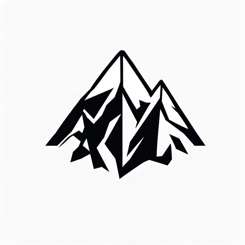 AI-designed minimalist icon with mountain peaks