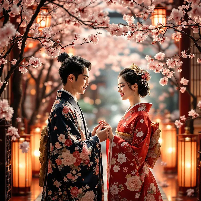 AI-enhanced traditional Japanese wedding