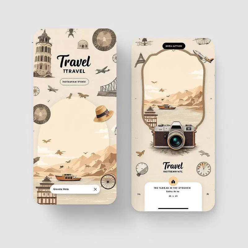 Vintage travel-themed Instagram story template