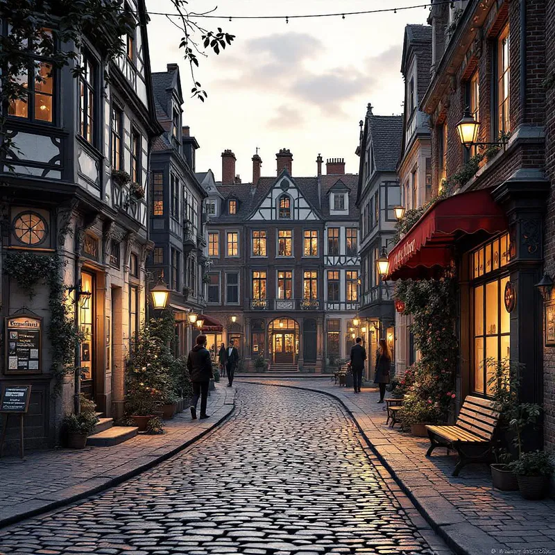 3D rendering of historic European street