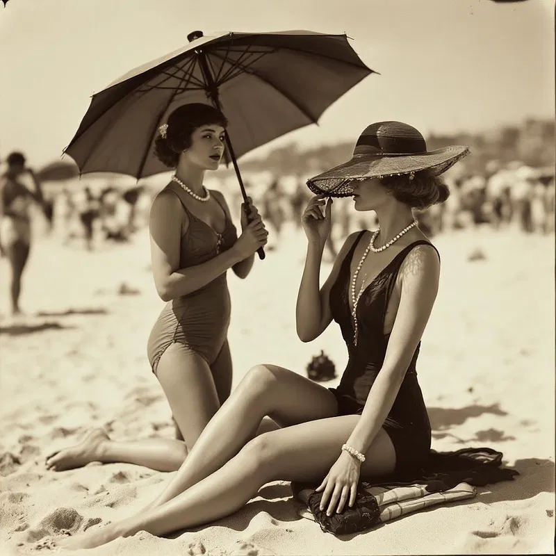 Vintage style beach fashion synonymous with wealth