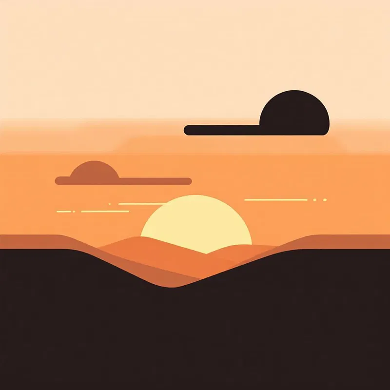 Simplified minimalist sunset