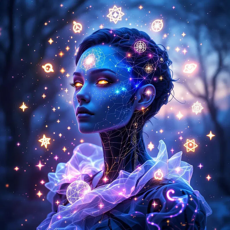 Mystical AI avatar with magical aura