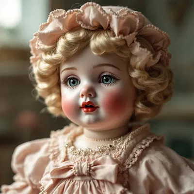 Classic pink porcelain doll