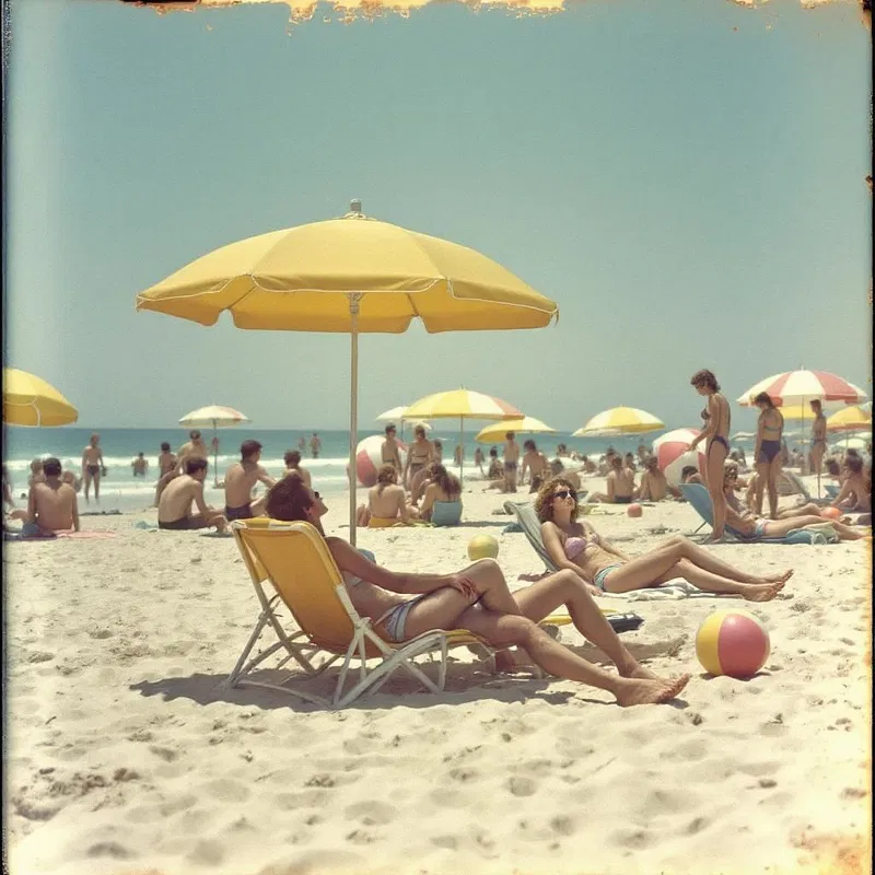 AI-created retro beach holiday snapshot