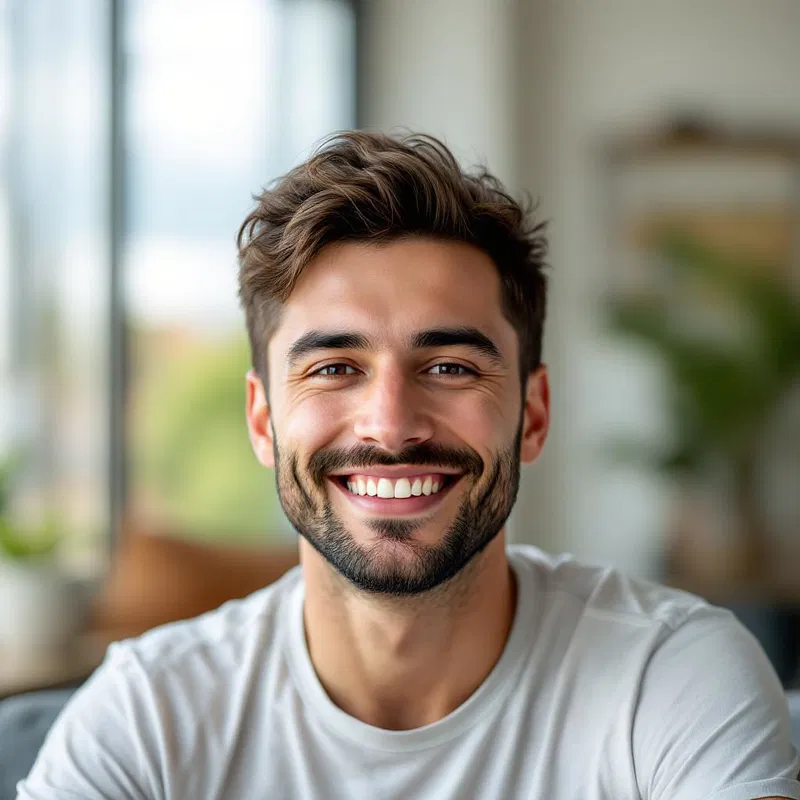 Casual AI headshot of a man in a t-shirt.