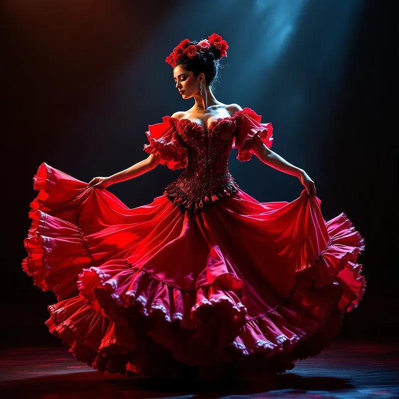 AI-generated image of a Spanish flamenco dress