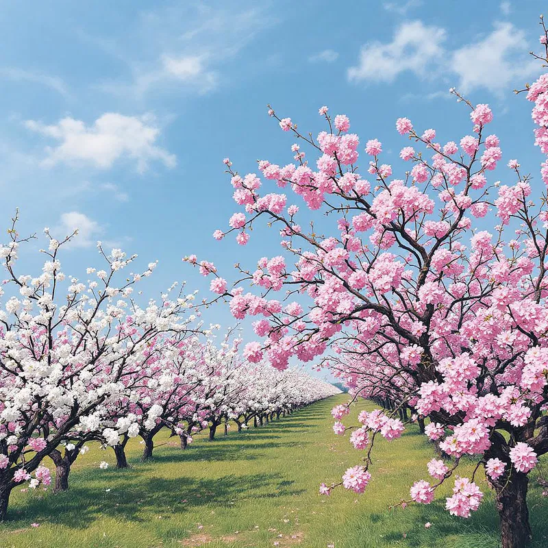 Orchards blooming in early spring